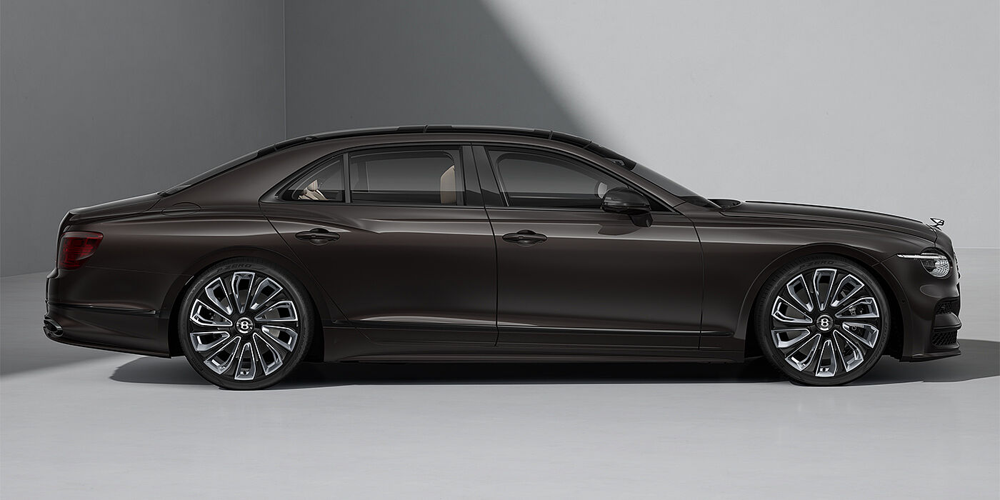 Bentley Berlin New Bentley Flying Spur Mulliner sedan in Havana brown paint profile with 22" Mulliner Black Painted & Polished wheels
