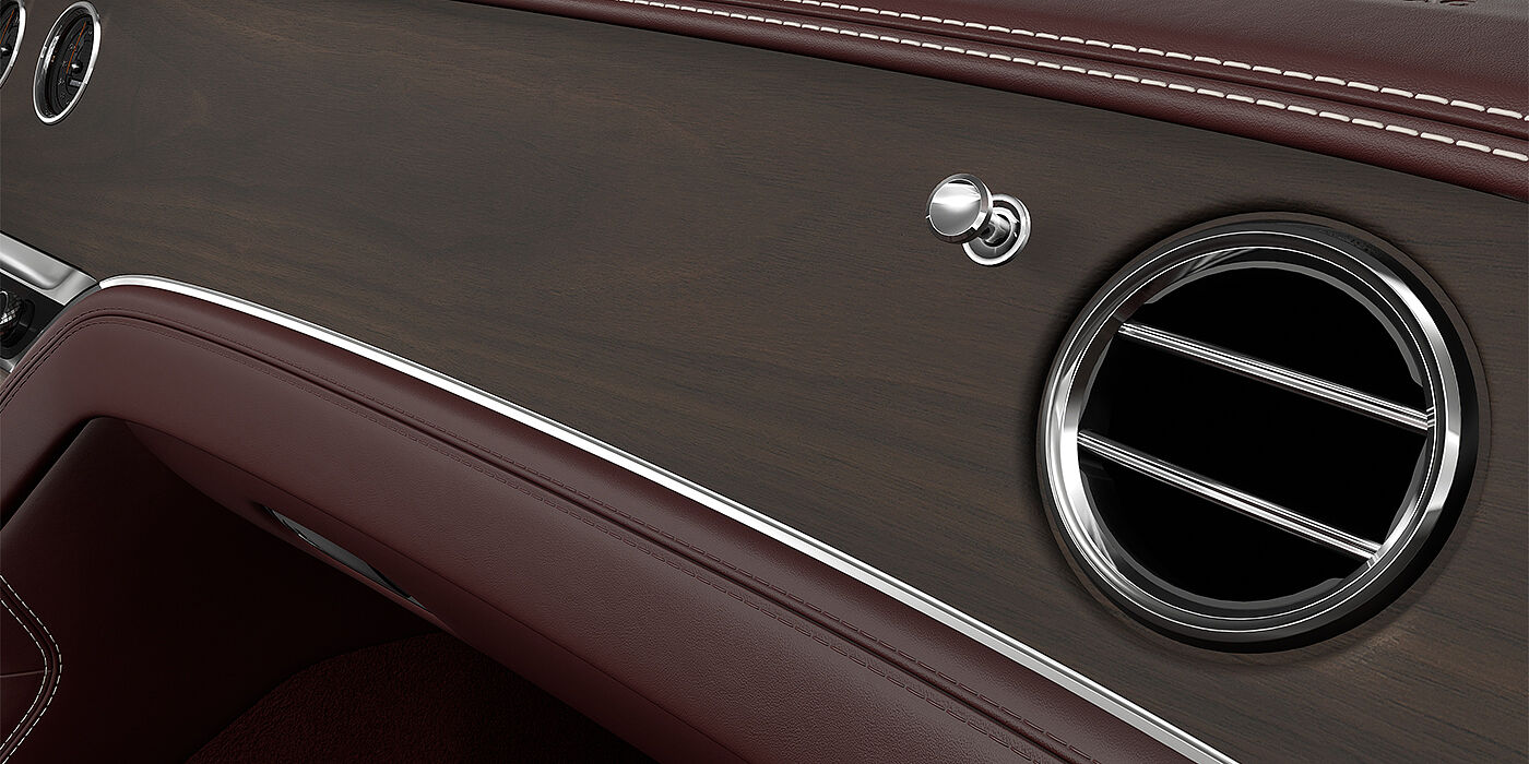 Bentley Berlin Bentley Continental GT coupe veneer detail in Open Pore Crown Cut Walnut