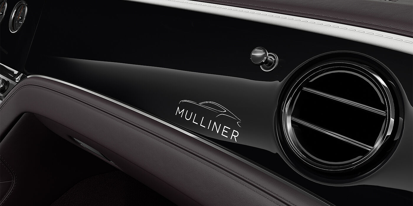 Bentley Berlin Bentley Continental GT Mulliner coupe veneer detail in Grand Black with Mulliner badge