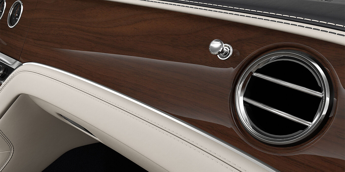Bentley Berlin Bentley Continental GTC convertible veneer detail in Crown Cut Walnut veneer