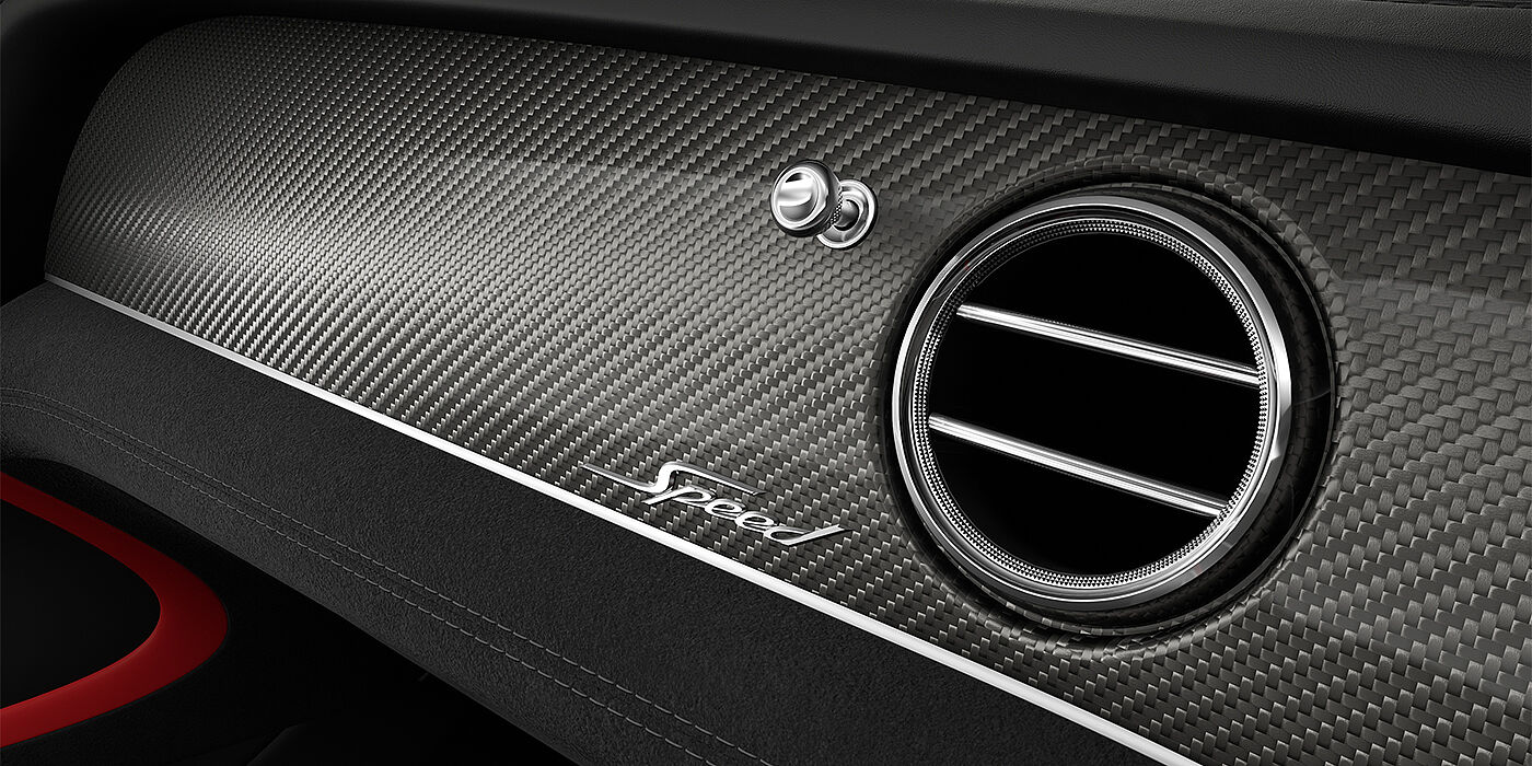 Bentley Berlin Bentley Bentayga Speed SUV veneer detail in Carbon Fibre with Speed fascia badge