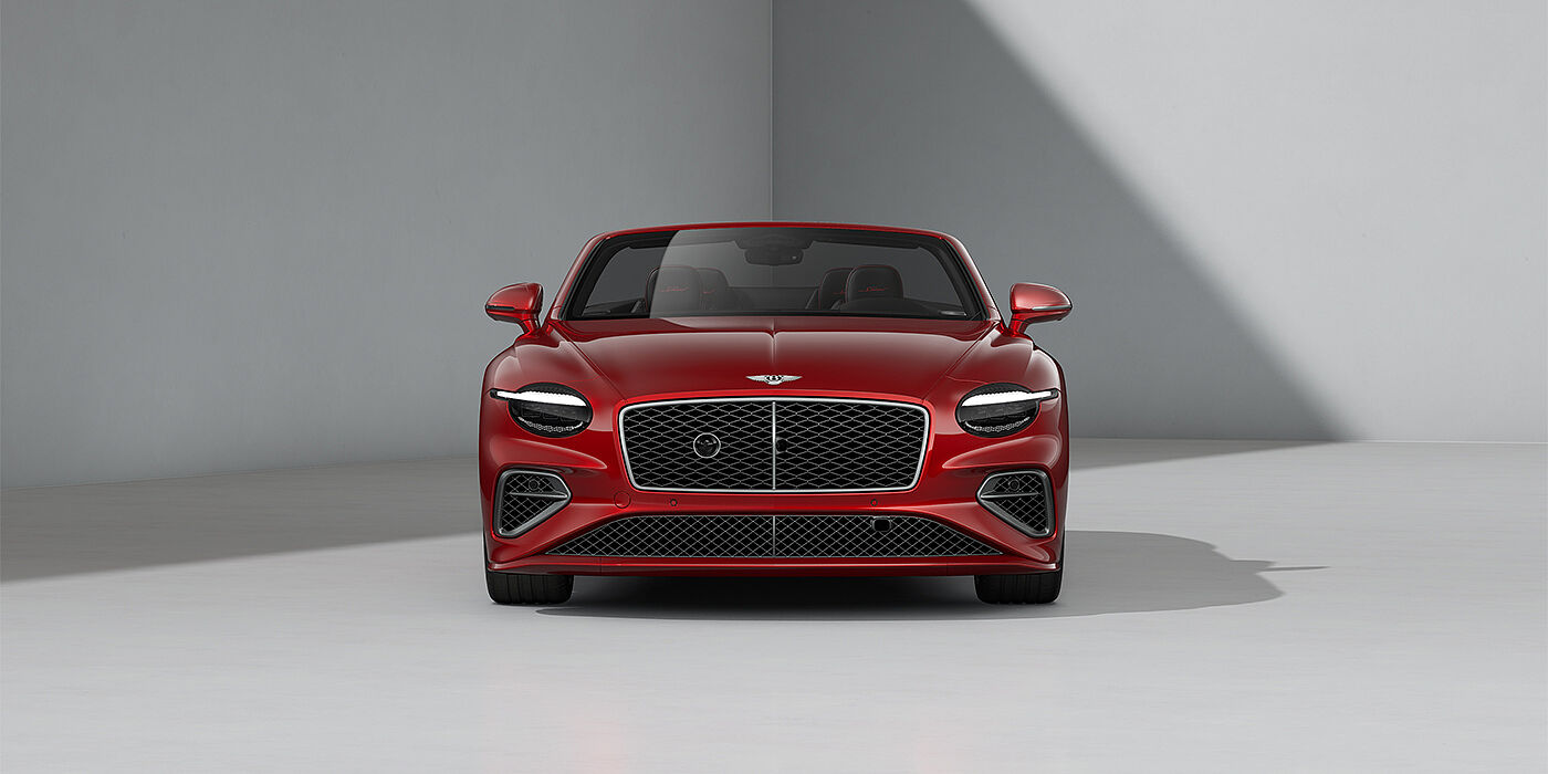 Bentley Berlin Bentley Continental GTC Speed convertible in Dragon Red paint and 22" swept spoke wheels - full front