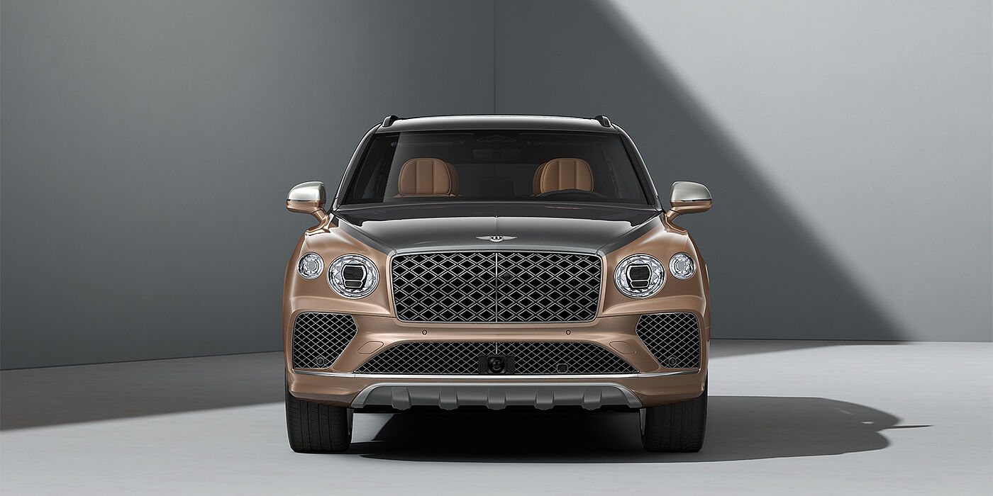 Bentley Berlin Bentley Bentayga EWB Mulliner SUV in Magnetic and Rose Gold paint and 22" Mulliner wheels full front