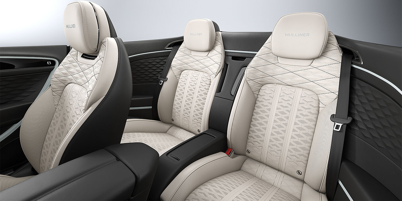 Bentley Berlin Bentley Continental GTC Mulliner convertible rear interior in Linen and Beluga black hides with Breeze accent hide