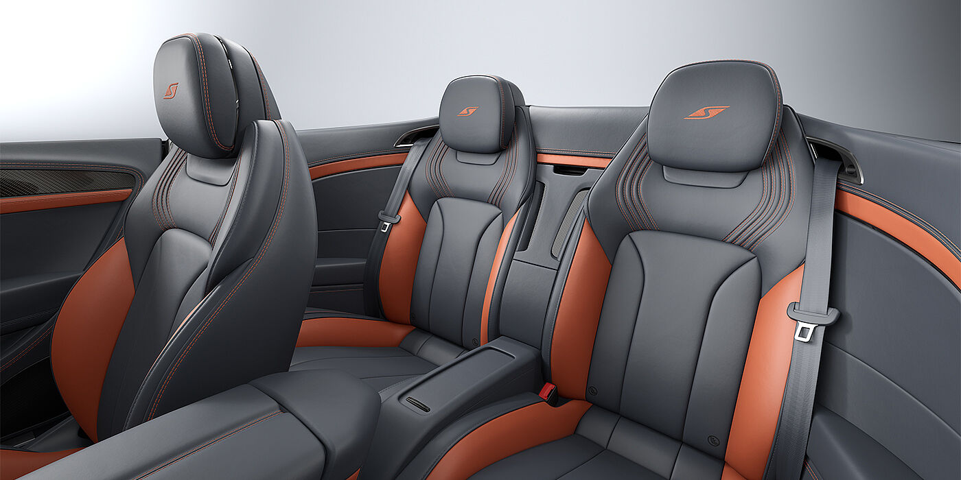 Bentley Berlin Bentley Continental GTC S convertible rear interior in Newmarket Tan and Beluga black hides