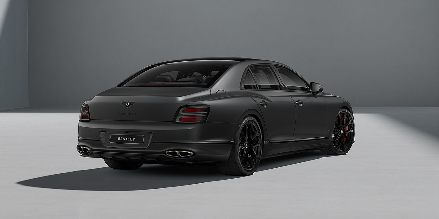Bentley Berlin New Bentley Flying Spur S sedan in Anthracite Satin  paint rear 3/4 with 22" Sports  wheels