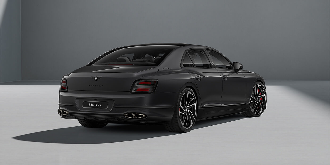 Bentley Berlin New Bentley Flying Spur Speed sedan in Magnetic  paint rear 3/4 with 22" Swept spoke Black & Machined wheels