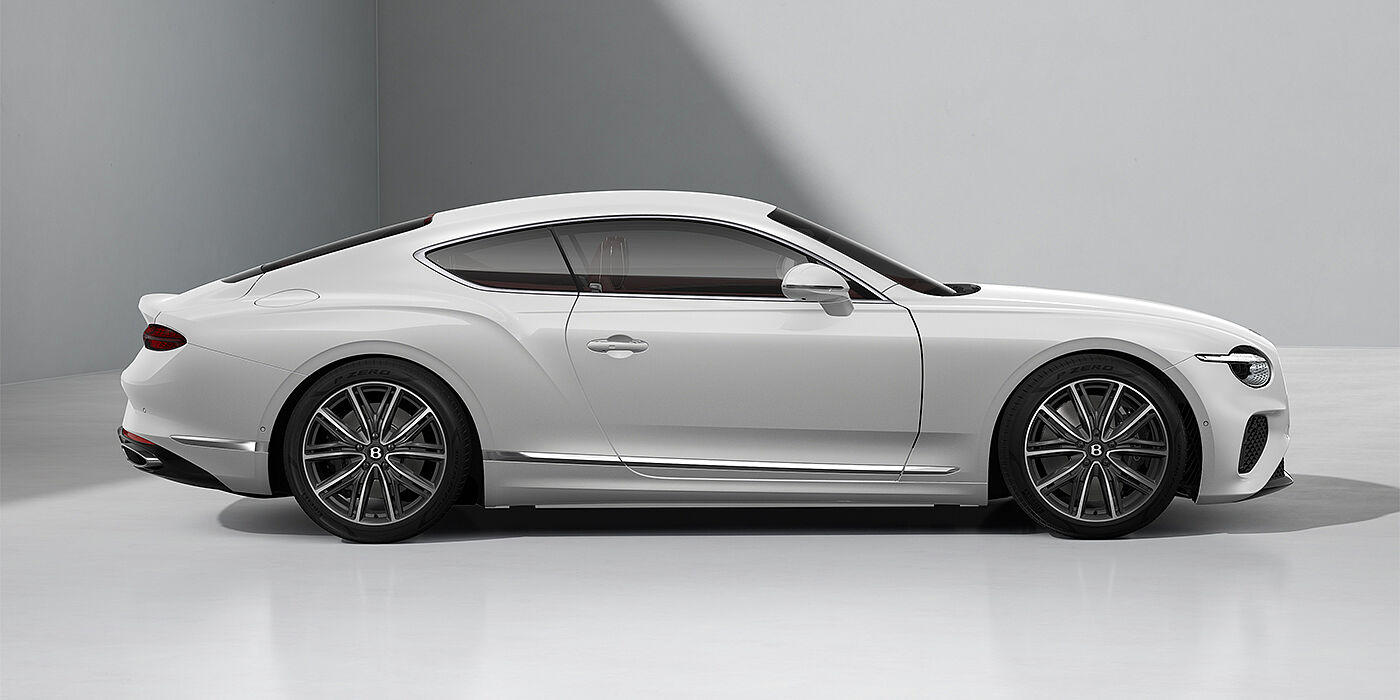 Bentley Berlin Bentley Continental GT coupe in Snow Quartz paint and 21" Ten Spoke wheels - profile