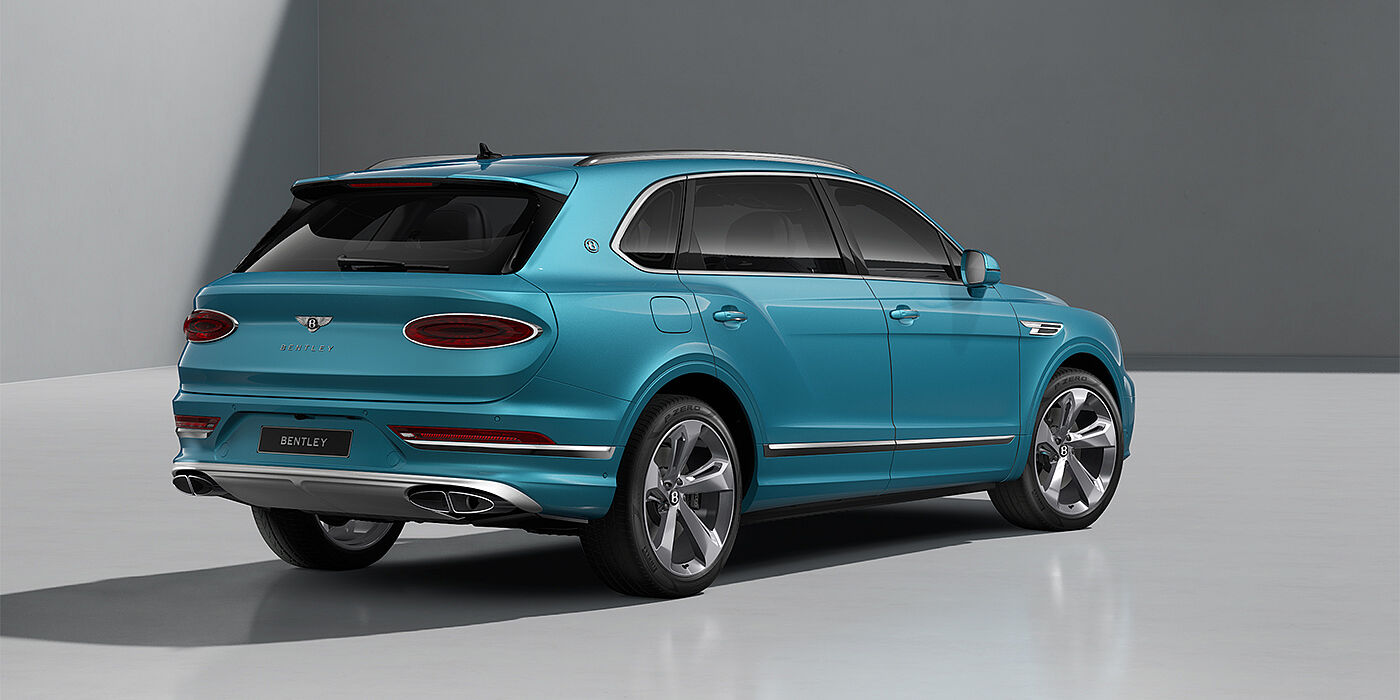 Bentley Berlin Bentley Bentayga EWB SUV in Light Windsor Blue paint and 22" Five Spoke Directional Polished wheels - rear ¾