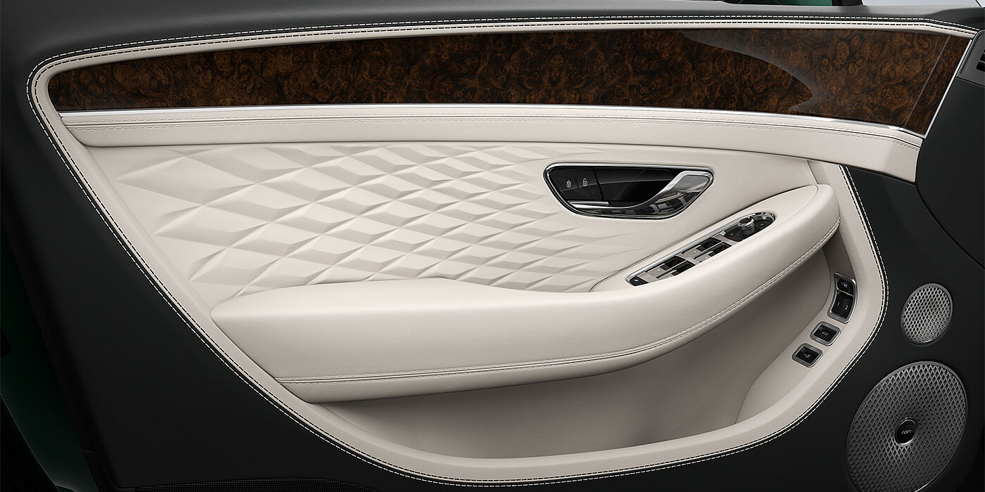 Bentley Berlin Bentley Continental GT Azure door detail in Linen and Cumbrian Green hides