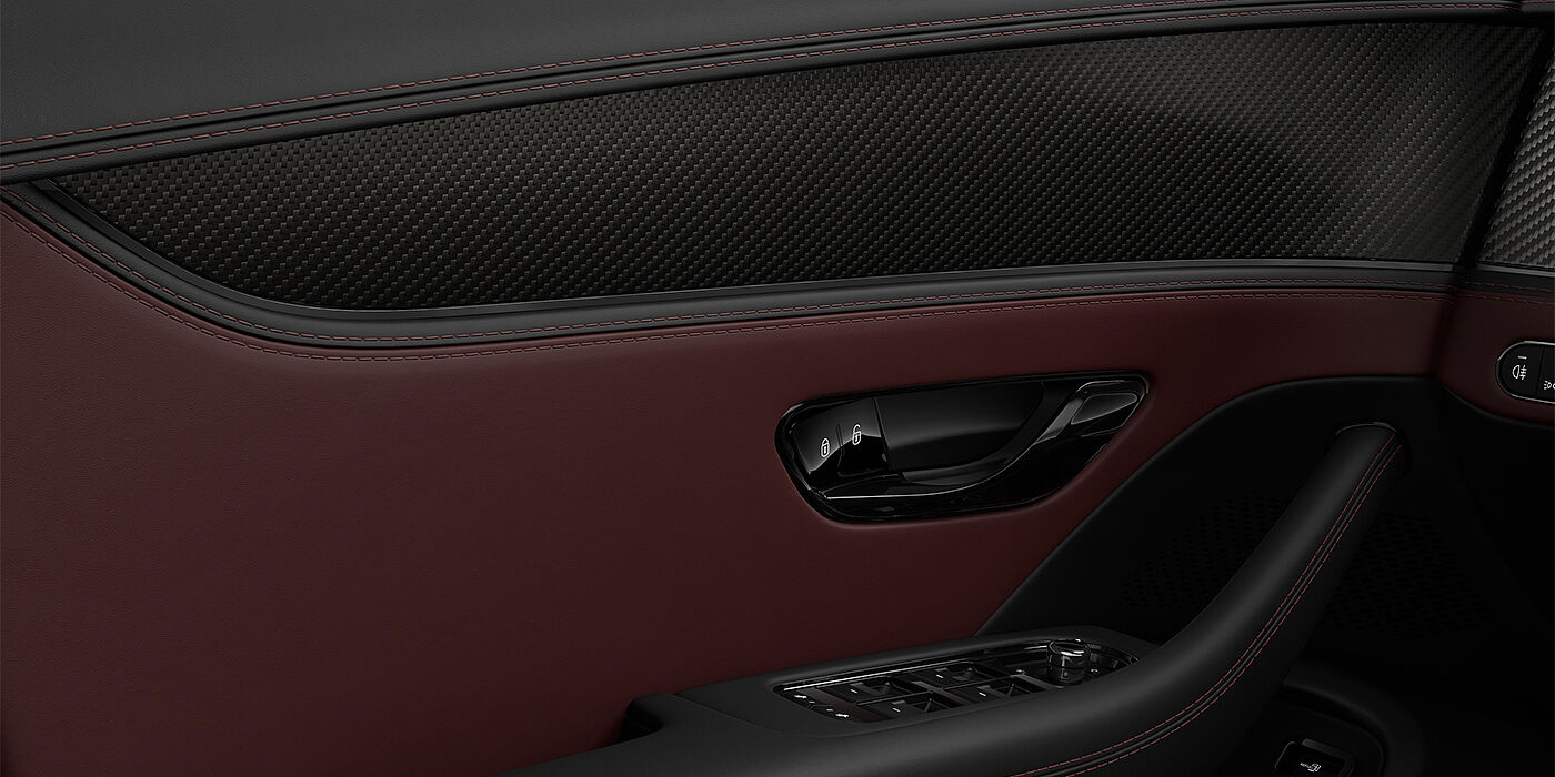 Bentley Berlin New Bentley Flying Spur S sedan door interior in Cricket ball red and Beluga black hides