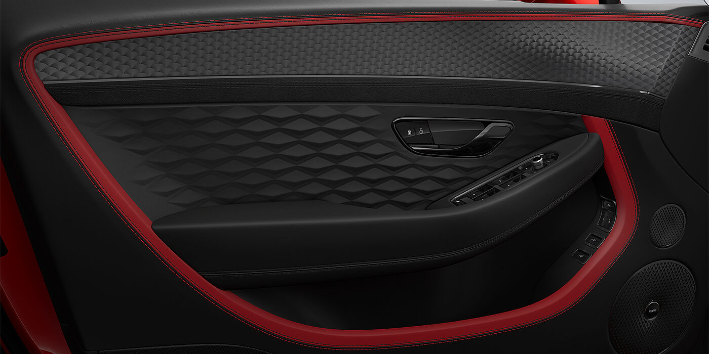 Bentley Berlin Bentley Continental GTC Speed convertible door detail in Hotspur red and Beluga black hides