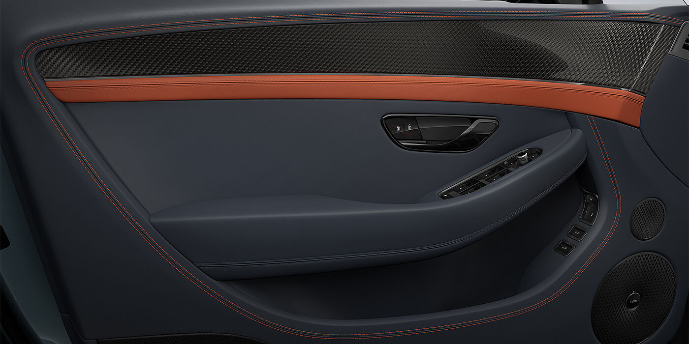 Bentley Berlin Bentley Continental GTC S convertible door interior in Newmarket Tan and Beluga black hides