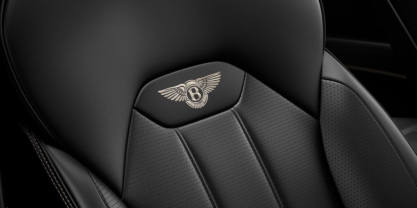 Bentley Berlin Bentley Bentayga SUV seat detail in Beluga black hide