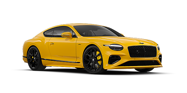 Bentley Berlin Bentley Continental GT Speed coupe in Monaco Yellow paint and 22" Ten spoke sport wheels - front 3/