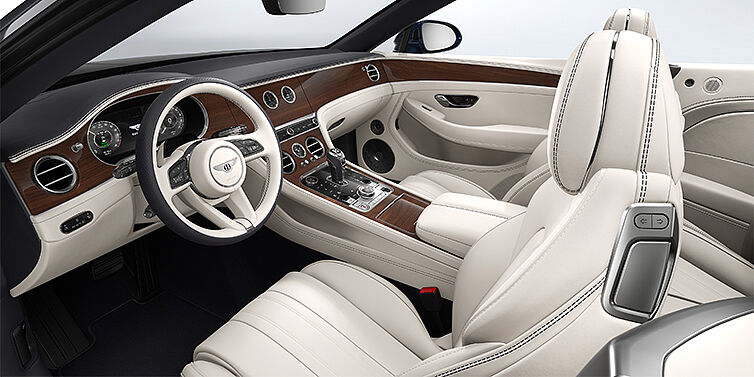 Bentley Berlin Bentley Continental GTC convertible front interior in Linen and Imperial Blue hides