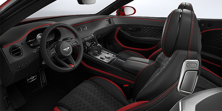 Bentley Berlin Bentley Continental GTC Speed convertible front interior in Hotspur red and Beluga black hides
