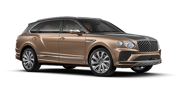 Bentley Berlin Bentley Bentayga EWB Mulliner SUV in Magnetic and Rose Gold paint and 22" Mulliner wheels – front 3/4
