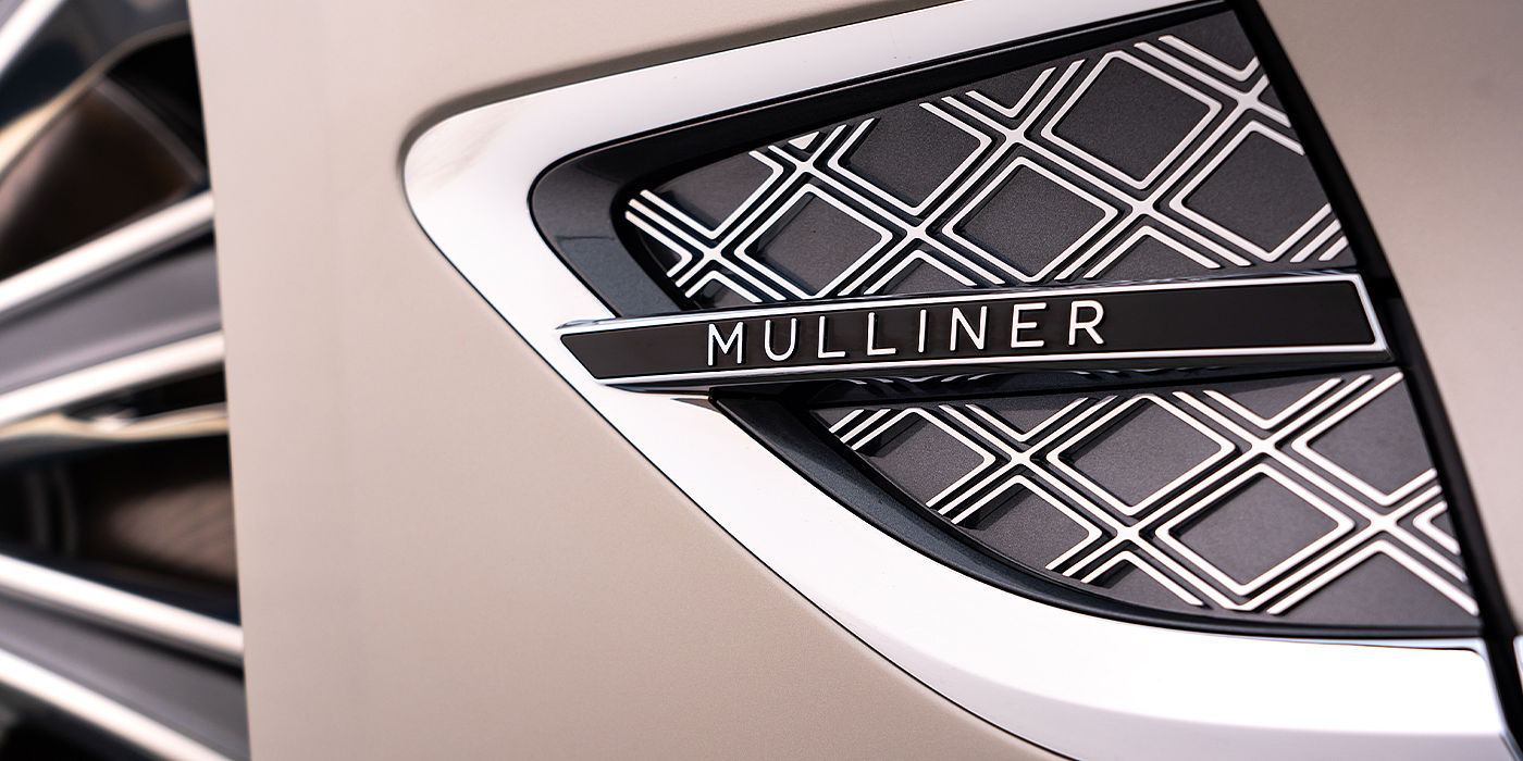 Bentley Berlin Bentley Continental GT Mulliner coupe in White Sand paint Mulliner wing vent close up