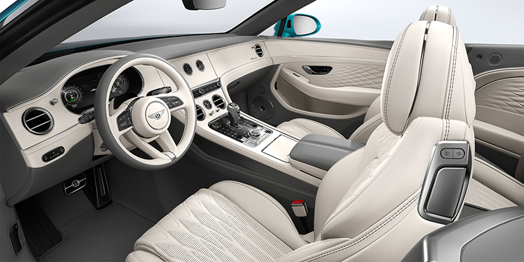 Bentley Berlin Bentley Continental GTC Azure convertible front interior in Linen and Gravity Grey hides