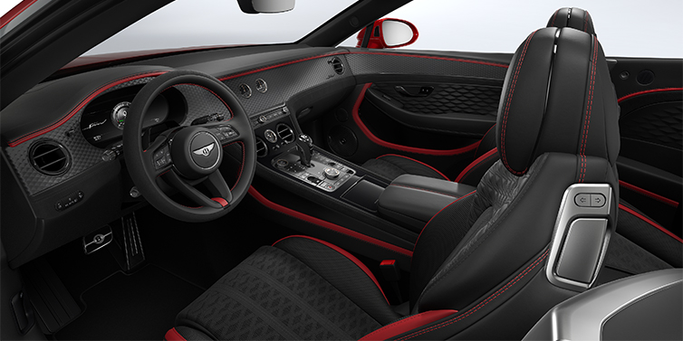Bentley Berlin Bentley Continental GTC Speed convertible front interior in Hotspur red and Beluga black hides