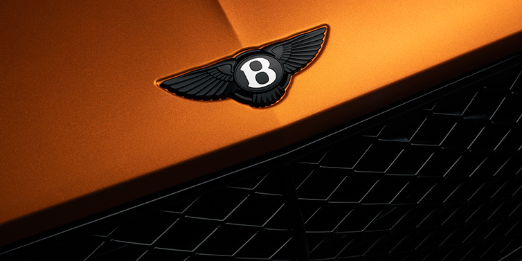 Bentley Berlin Bentley Continental GT coupe bonnet close up with black Bentley Wings bonnet badge