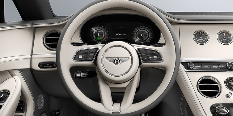 Bentley Berlin Bentley Continental GTC Azure convertible steering wheel in Linen and Gravity Grey hides