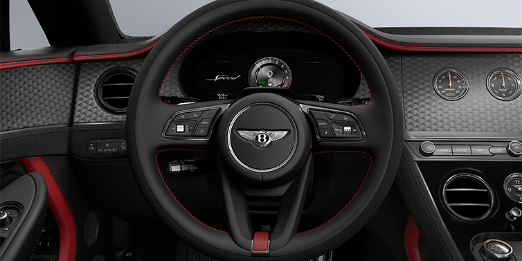 Bentley Berlin Bentley Continental GTC Speed convertible steering wheel in Hotspur red and Beluga black hides