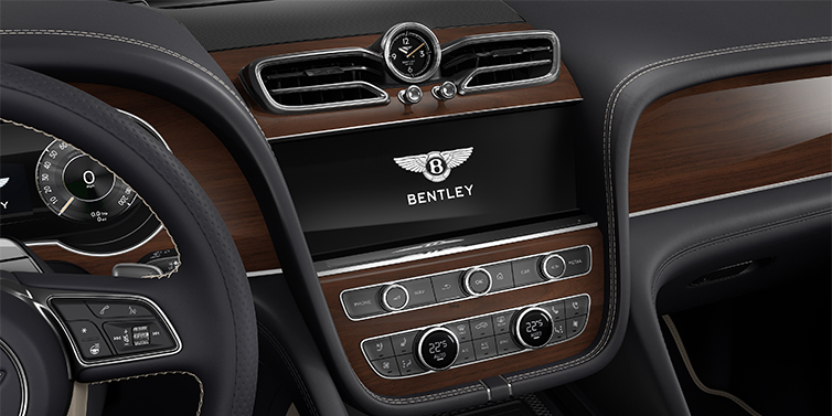 Bentley Berlin Bentley Bentayga EWB SUV centre console detail showing Bentley Wings