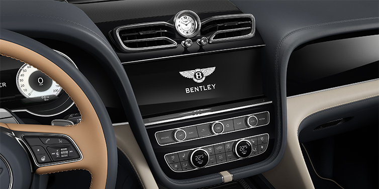 Bentley Berlin Bentley Bentayga EWB Mulliner SUV centre console detail showing Bentley Wings