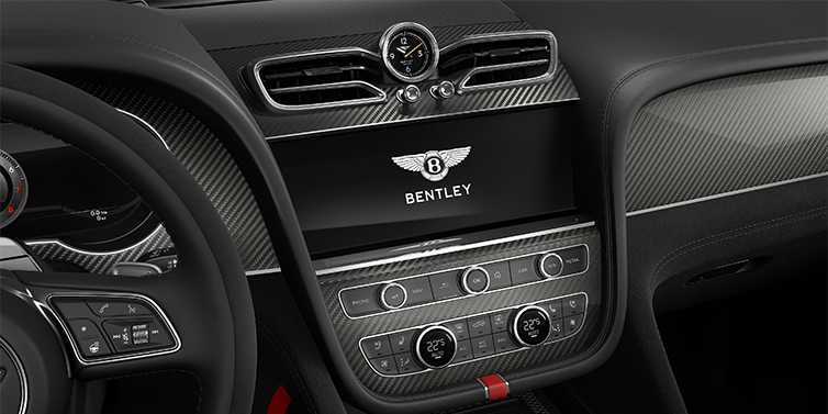 Bentley Berlin Bentley Bentayga Speed SUV centre console detail showing Bentley Wings